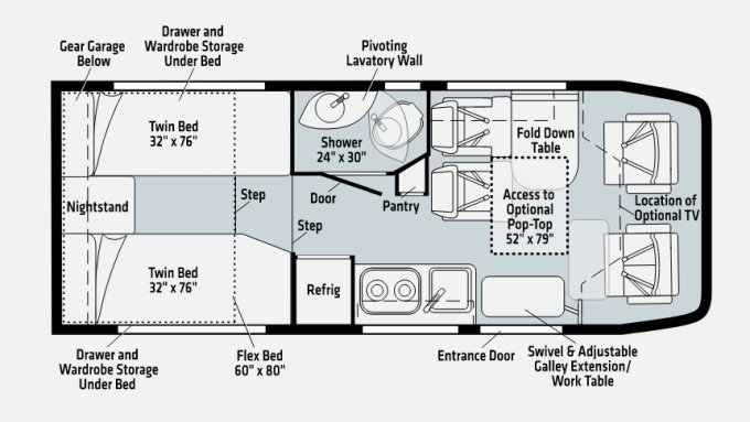 winnebago ekko RV floorplan